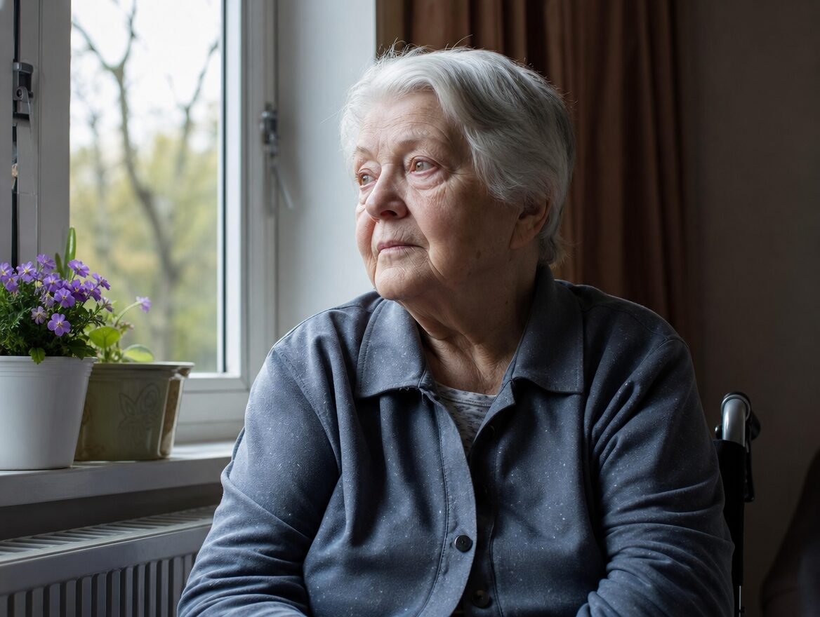 Älterer Mensch mit nachdenklichem Blick