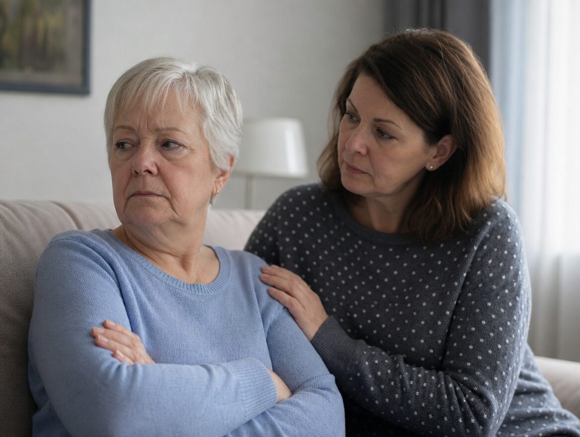 Ältere Person wendet sich ab